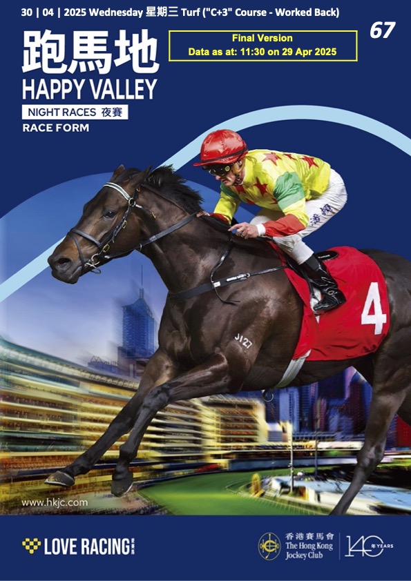 Cliquez sur l'image pour télécharger le programme complet et en couleurs de la réunion PMU/Zeturf du mercredi 30 avril 2025 sur l'hippodrome de Happy Valley à Hongkong.